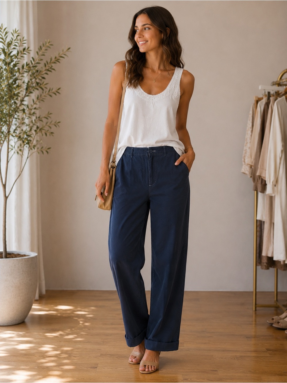 Crazy Horse by Liz Claiborne Navy Tencel Blend Pants Size 14
